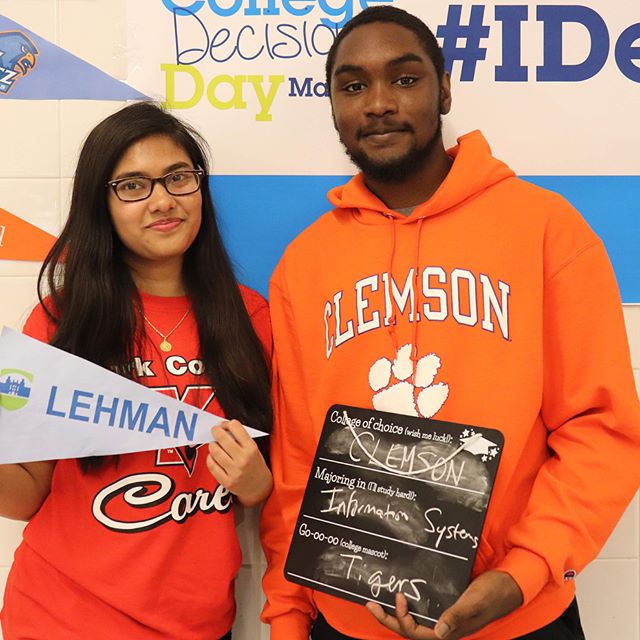 Urban Assembly students with college gear